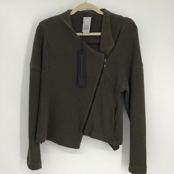 Lotus Eaters Asymmetrical Zip Sweater Jacket Business Casual Green NWT Size S - Picture 1 of 8